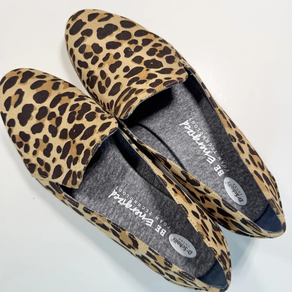 Dr. Scholl's Leopard Print Slip-On Flats in Tan and Black